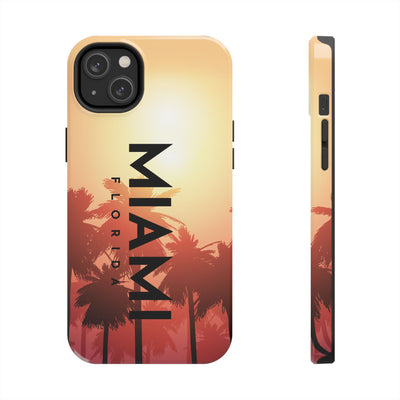 Miami Florida Vertical Sunset Palm Tree Graphic